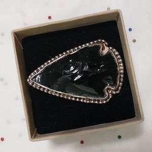 The Healing Pear Handcarved Obsidian Ring Arrowhead set in 925 silver size 8